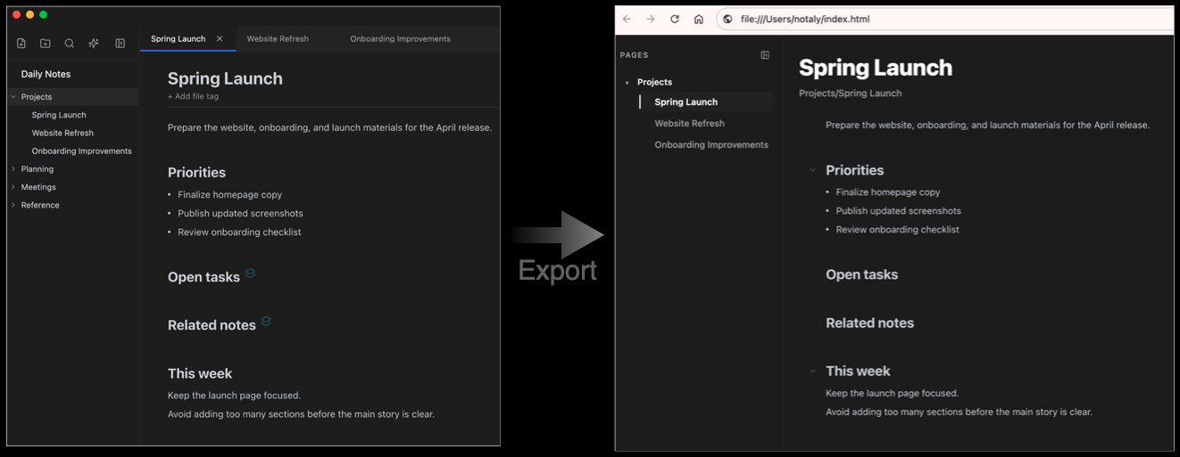Static Website Export Screenshot