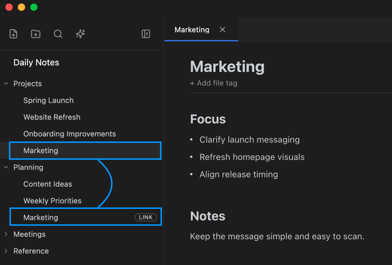 File Reference Links Screenshot